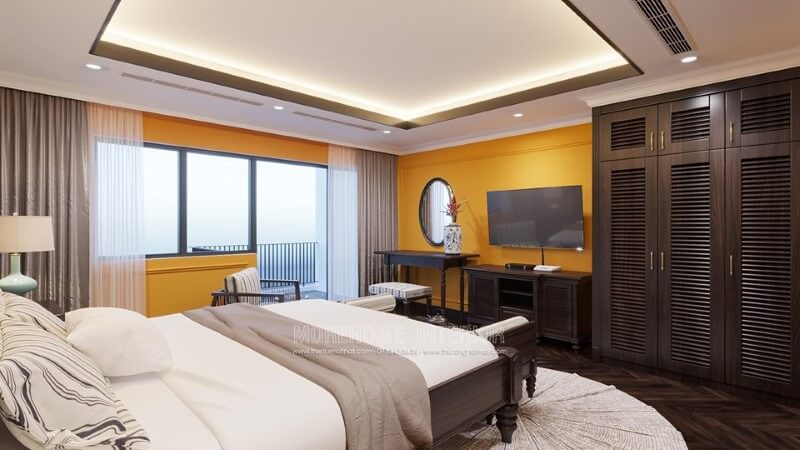 Thiết kế nội thất phòng ngủ biệt thự phong cách Á Đông Mẫu thiết kế nội thất biệt thự đẹp